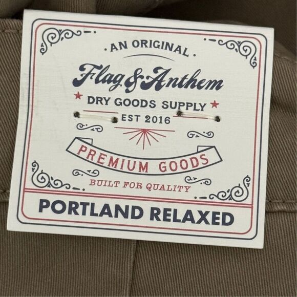 FLAG & ANTHEM Mens Portland Relaxed Stretch Chino Khaki Pants NWT 30W 34L - Picture 5 of 7